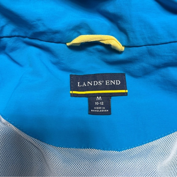 Lands End Womens Rain Jacket Sz M 10-12 Hood Pockets Full Zip Nylon Wind Weather - Picture 6 of 13